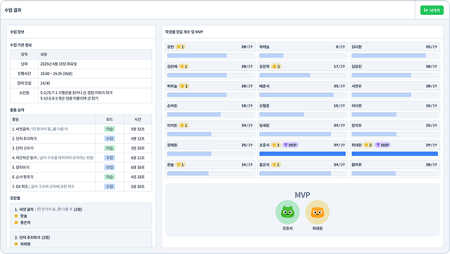 더 효율적인 학습 관리 화면 예시